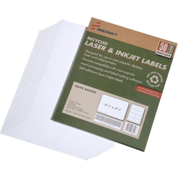 Made-To-Stick 753001 2.33 x 3.37 in. Laser & Inkjet Name Badge Lables  White - MA3762270