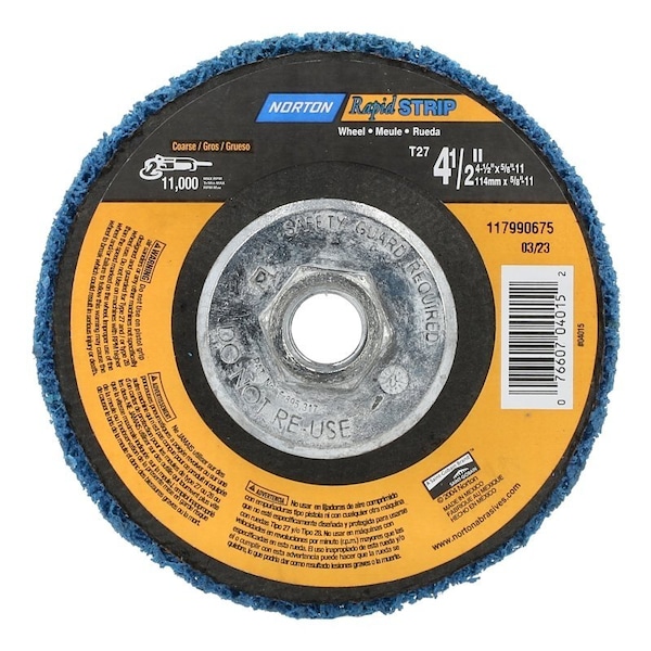 Norton Co 0 Sanding Disc, 412 in Dia, 5811 Arbor, NonWoven, Extra Coarse, Aluminum Oxide Abrasive - 4015