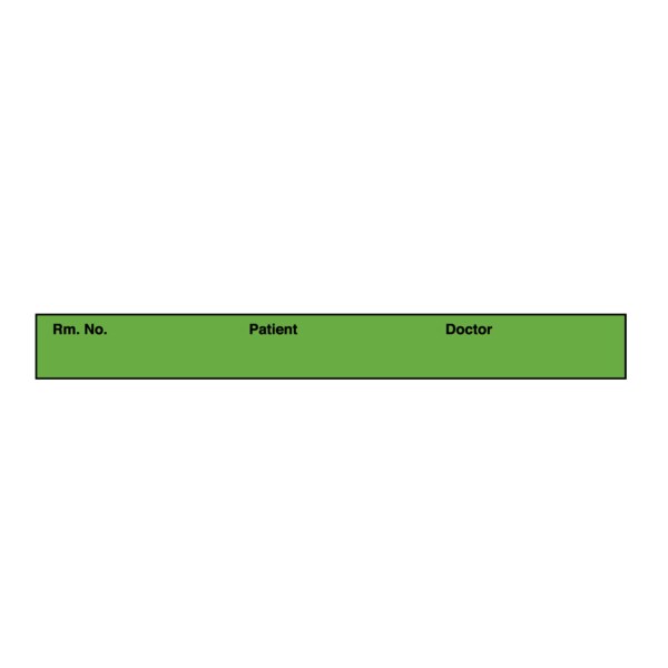 Nevs Printed Chart Tape - Rm No Patient Doctor 1/2" Green w/Black - NT-500-GREEN