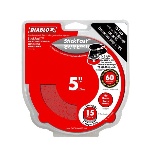 Diablo 5" 60-Grit StickFast ROS Sanding Discs - DCD050060P15G