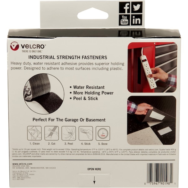 Velcro Brand Industrial Strength Tape, Hook and Loop, Waterproof, 2"x15', WE - VEK90198