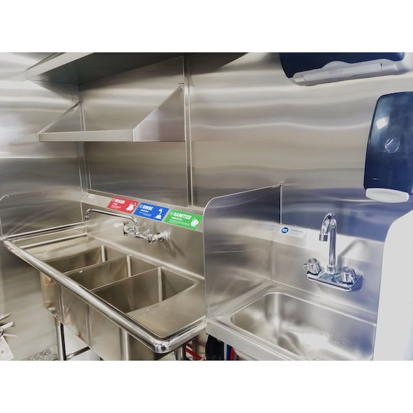Fuel Stickers Wash Rinse Sanitize Sink Label, Enhanced, 3 Compartment Sink, for Food Service, 6''x2'', 5PK - Z-WRS-5PR