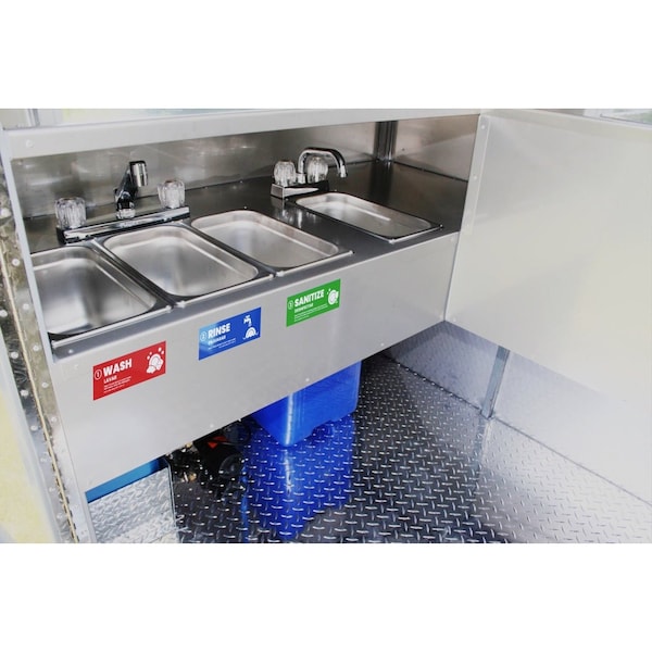 Fuel Stickers Wash Rinse Sanitize Sink Label, Enhanced, 3 Compartment Sink, for Food Service, 6''x2'', 5PK - Z-WRS-5PR