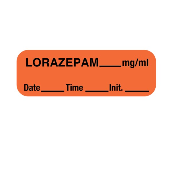 Nevs Label, Lorazepam 1/2" x 1-1/2" Orange w/Black - LANT-1222D