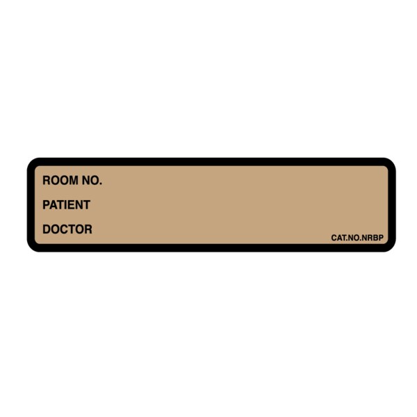 Nevs Printed Chart Labels, Room No Patient Doctor 1-3/8" x5-3/8" Tan w/Black - NRBP-TAN