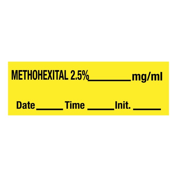 Nevs Methohexital 2.5%_mg/ml DTI 1/2 x 500 Yellow w/Black - SANT-103