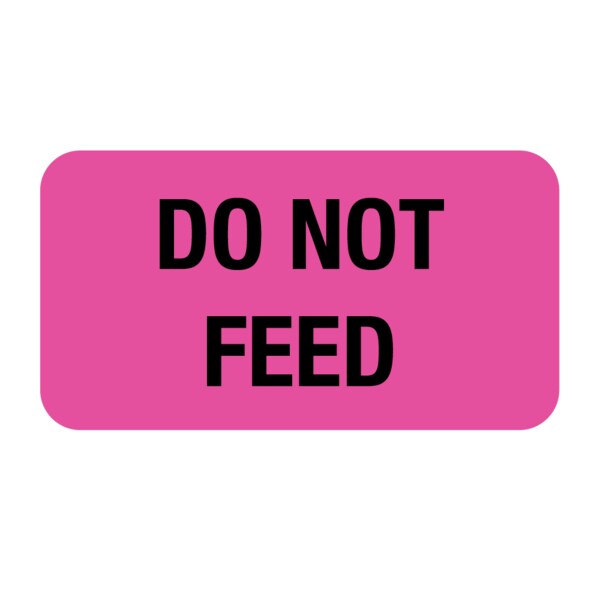 Nevs Label, Do Not Feed 7/8" x 1-5/8" Flr Pink w/Black - VW-0015