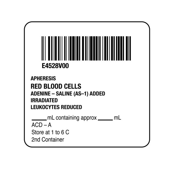 Nevs ISBT 128 Apheresis Red Blood Cells 2" x 2" - BBC-4528