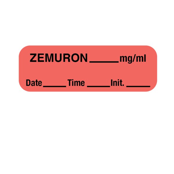 Nevs Label, Zemuron 1/2" x 1-1/2" Flr Red w/Black - LANT-1532D
