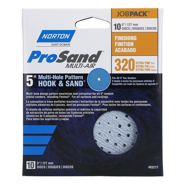 Norton Co 0 Sanding Disc, 5 in Dia, 1116 in Arbor, Coated, P320 Grit, Extra Fine, Alumina Ceramic Abrasive - 3217
