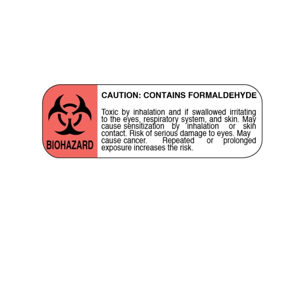 Nevs Label, Biohazard-Contains Formaldehyde 1/2" x 1-1/2" - LBH-17