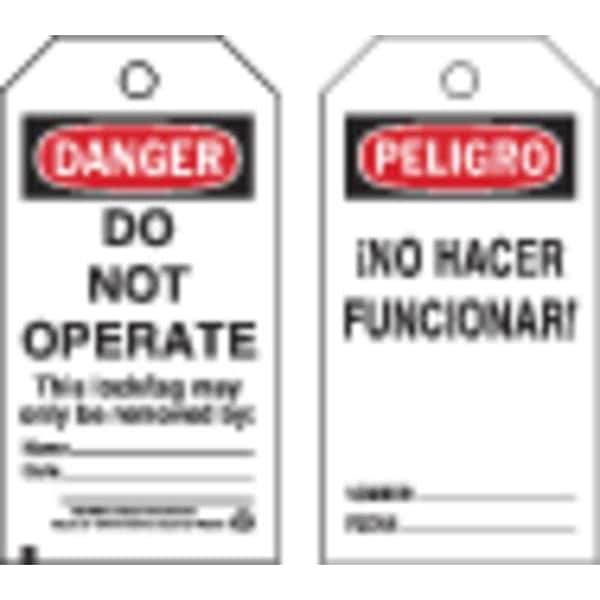 Brady Danger Bilingual Tag, 5-3/4 x 3 In, PK25, 65440 - 65440
