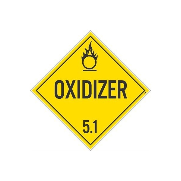 Nmc Oxidizer 5.1 Dot Placard Sign, Pk10, Material: Pressure Sensitive Removable Vinyl .0045 - DL14PR10