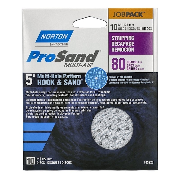 Norton Co 0 Sanding Disc, 5 in Dia, 1116 in Arbor, Coated, P80 Grit, Coarse, Alumina Ceramic Abrasive, Spiral - 3223