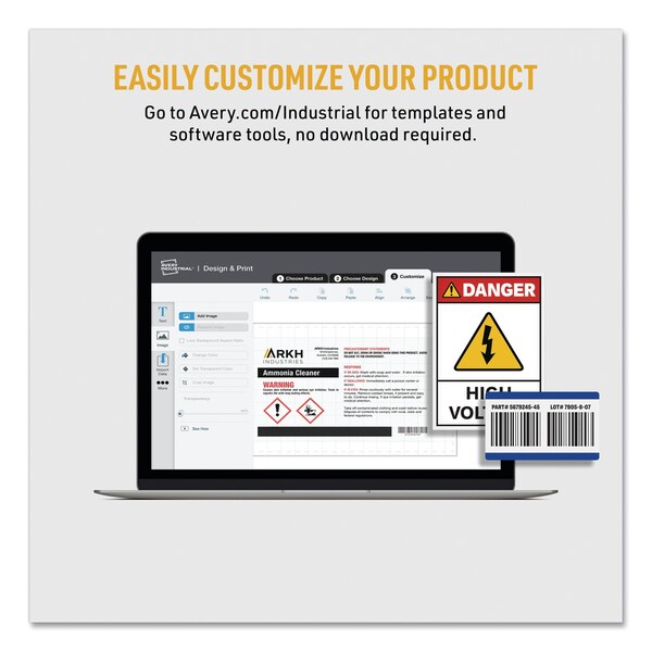 Avery UltraDuty Chemical Waterproof and UV Resistant Label, 3.5x5, Wt, PK200 - 60503