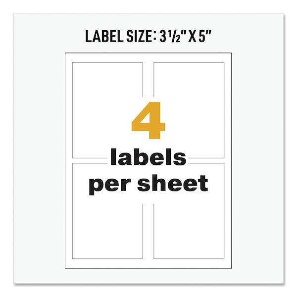 Avery UltraDuty Chemical Waterproof and UV Resistant Label, 3.5x5, Wt, PK200 - 60503