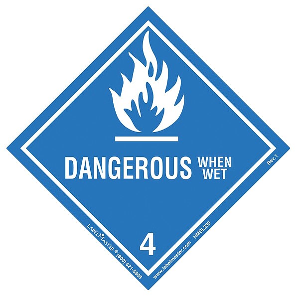 Labelmaster Dangerous When Wet Label, 100mmx100mm, 500, HMSL230 - HMSL230
