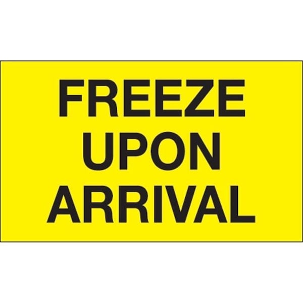 Box Partners Tape Logic DL1116 3 x 5 in. - Freeze Upon Arrival Fluorescent Yellow Labels - Roll of 500 - DL1116