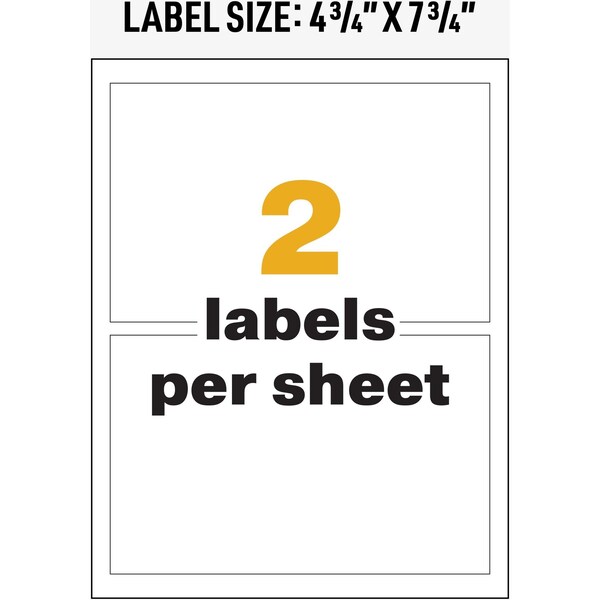 Avery 4-3/4" x 7-3/4" GHS Chemical Labels for Laser Printers, 100 labels/50-sheets - 7278260502