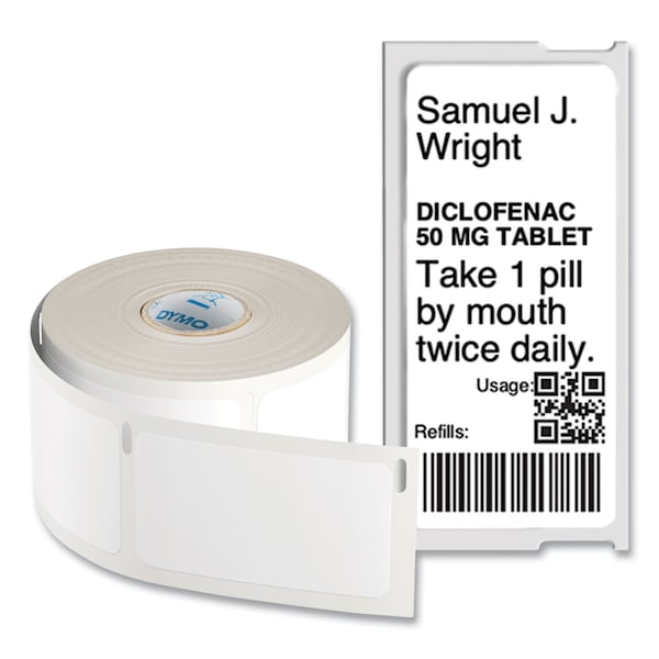 Dymo LW Durable Labels, Medical Prescription Label, 1in. x 2.13in., White - 2187918