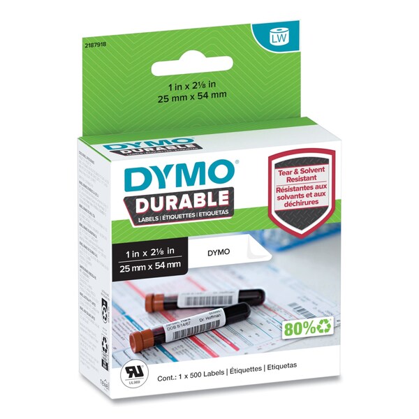 Dymo LW Durable Labels, Medical Prescription Label, 1in. x 2.13in., White - 2187918