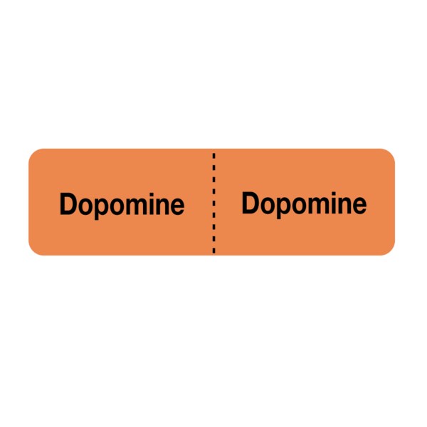 Nevs IV Drug Line Label - Dopamine/Dopamine 7/8" x 3" Flr Orange w/Black - N-9796