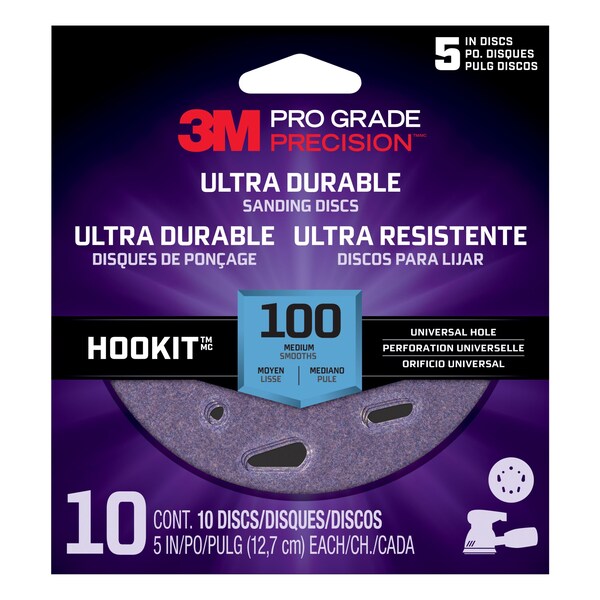 3M 3M Ultra Durable Universal Hole Sanding Disc, 5 inch UH, 100, 9PK - DUH5100TRI-10I