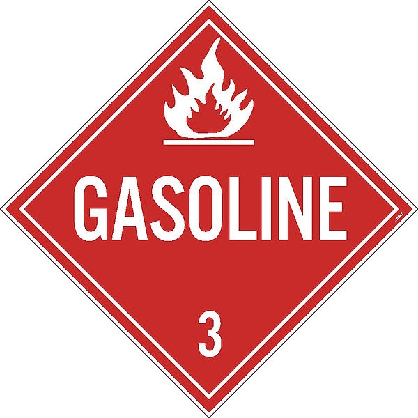Nmc Gasoline 3 Dot Placard Sign, Pk25, Material: Adhesive Backed Vinyl - DL134P25