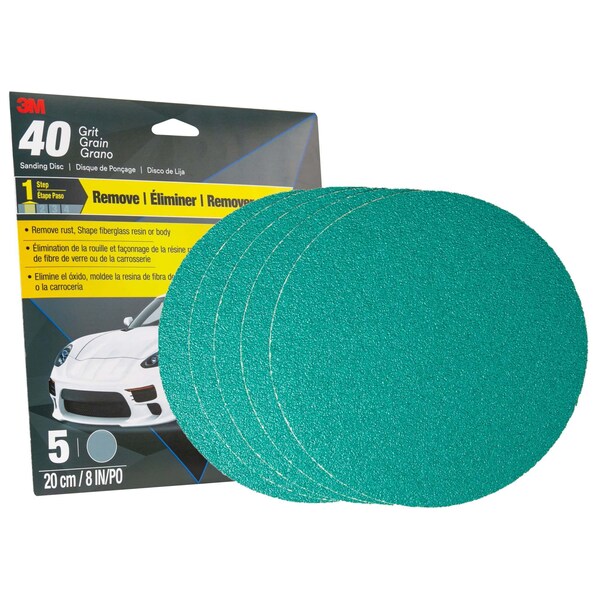 3M 3M Sanding Disc with Stikit Attachment, 8 in, 40 grit, 10PK - 31550