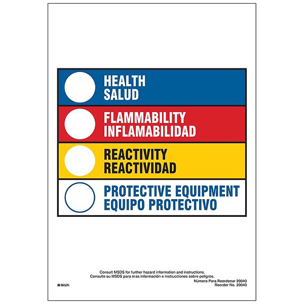 Brady HMIG Label, 10 In. H, 7 In. W, PK100 - 20040LS