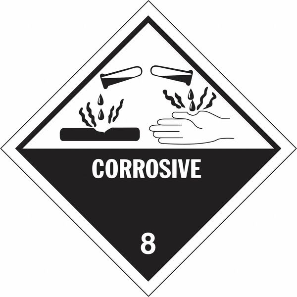 Jj Keller Label, English, Corrosive, Paper, 4" H, PK500 - 393