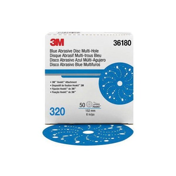 3M 3M Hookit Blue Abrasive Disc Multi-hole, 6 in, 320, 50PK - 7100216057