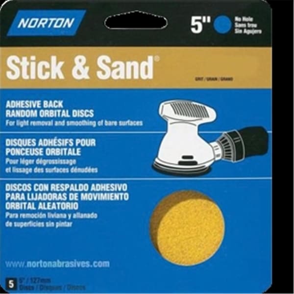 Norton Co 5 In. 80 Grit Stick And Sand Disc Handy, 4Pk - 15099