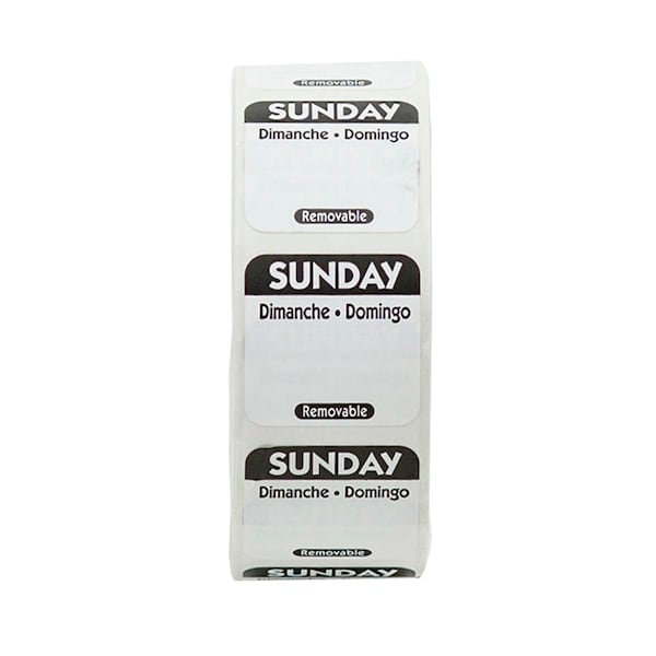 National Checking 1"x1" Trilingual Black Sunday Removable Label, PK1000 - R107R