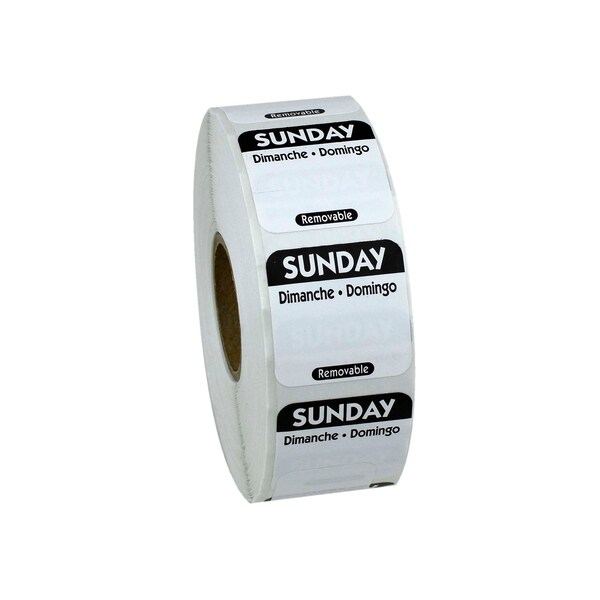 National Checking 1"x1" Trilingual Black Sunday Removable Label, PK1000 - R107R