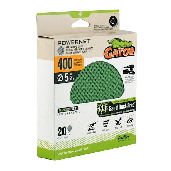 Gator Finishing 5-inch Net Sanding Discs, 400 Grit, 20PK - 391037