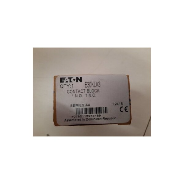 Eaton 30.5 MM, 600 VCA, 250 VCC, 1NA-1NC, Fenólico, Terminal de Presión, Estándar, Bloque de Contacto de Botón Pulsador - E30KLA3