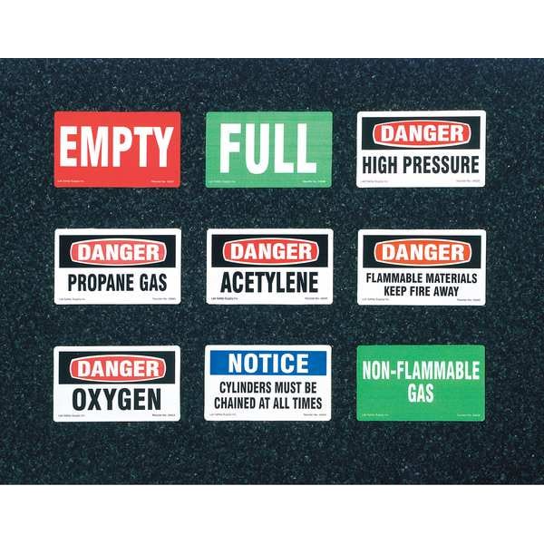 Brady Gas Cylinder Label, 3 In. H, 5 In. W, PK10, 60310 - 60310