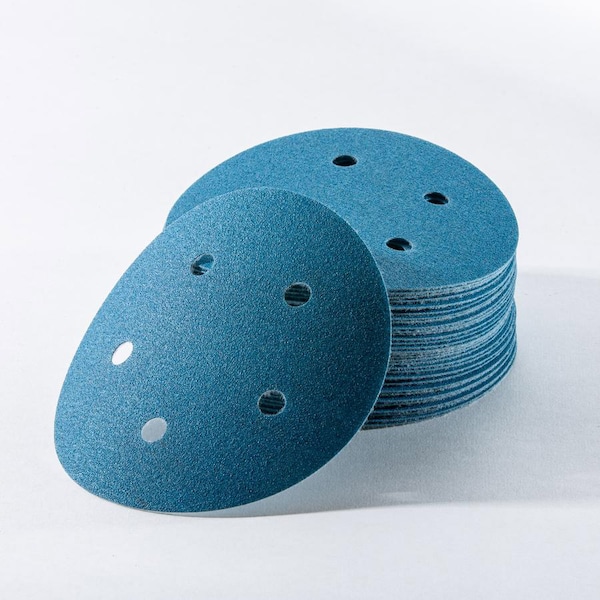 Uneeda 5 in Dia, 5 holes, Aluminum Oxide, 320 Grit, Coated Type - M-175852