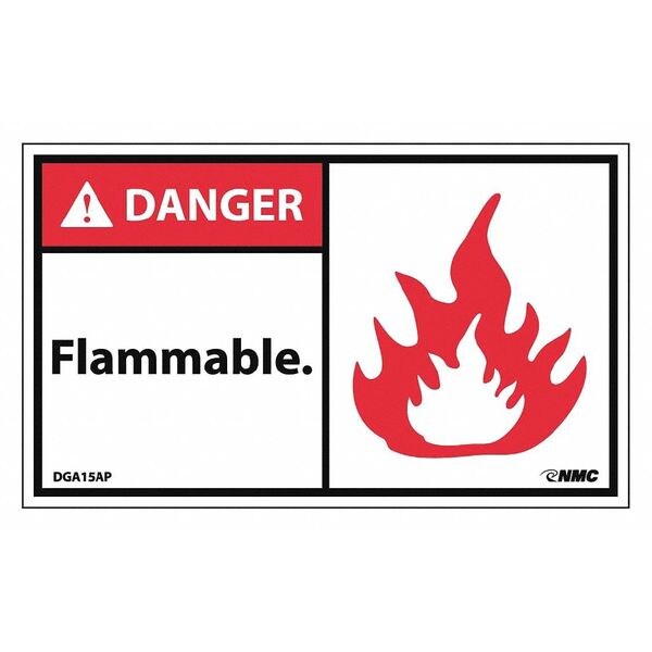 Nmc Danger Flammable Label, Pk5, DGA15AP - DGA15AP