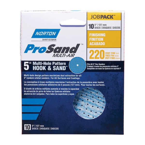 Norton Abrasives 5 in Dia, Ceramic Alumina, 220 Grit, Coated Type - 07660703218