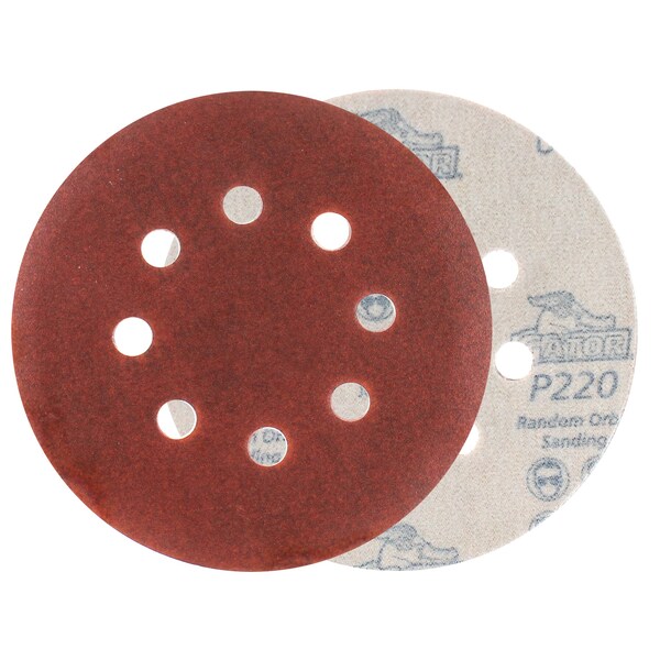 Gator Finishing 5" Red Resin Random Orbit Sander Hook and Loop Discs, 220 Very Fine Finish - 4340