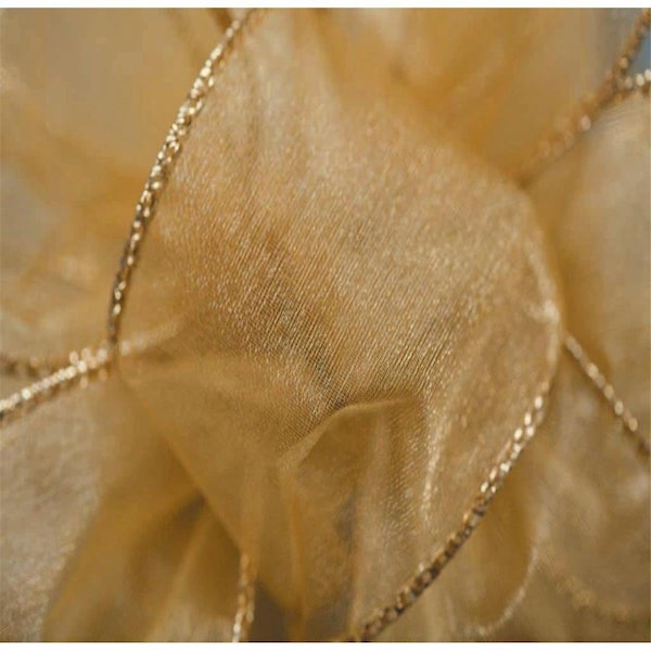 Mdr Trading AI-7584015-Q02 2.5 in. x 50 Yards Wired Gold Sheer Essence Ribbon - Set of 2 - AI-7584015_Q02