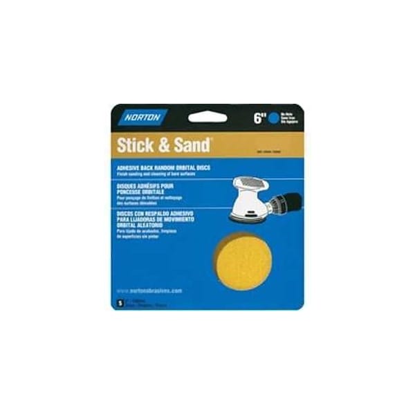 Norton Co Sanding Disc, 6 in Dia, Coated, P120 Grit, Medium, Aluminum Oxide Abrasive, Paper Backing - 48909