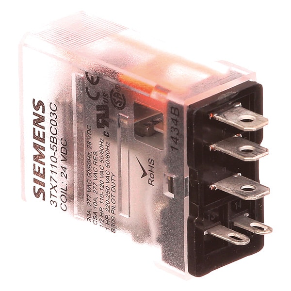 Relevador Plug-In de Siemens, 24V DC de Voltaje en la Bobina, Cuadrado, 5 Pines, SPDT - 3TX71105BC03C