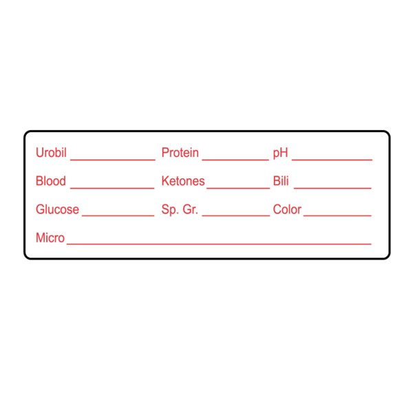Nevs Veterinary Urinalysis Results Label 7/8" x 2-1/2" White w/Red - VW-0084