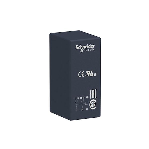 Interfaz de relé enchufable Schneider Electric, 8 A, 2 CO, 24 V, 24V AC de voltaje en la bobina, 2 C/O - RSB2A080B7.