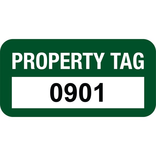 Lustre-Cal VOID Label PROPERTY TAG Green 1.50in x 0.75in  Serialized 0901-1000, 100PK - 253774VO1G0901