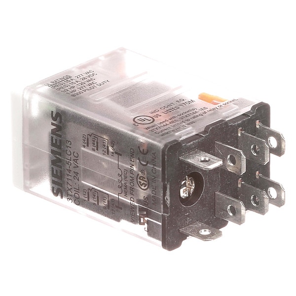 Relé enchufable Siemens, 24V de voltaje de bobina AC, cuadrado, 8 clavijas, DPDT - 3TX7114-5LC13