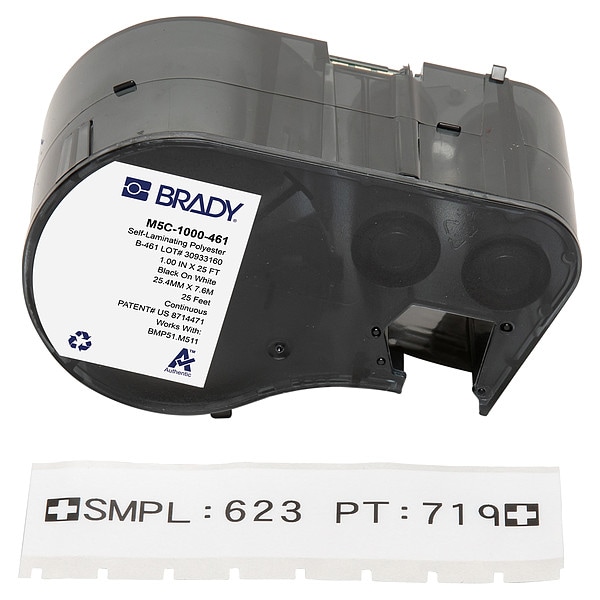 Brady Precut Label Roll Cartridge, White, Matte - M5C-1000-461